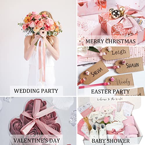 Rose Gold Ribbon 25mm, 23 Meters Solid Color Satin Gift Ribbon for Crafting Gift Wrapping, Balloons, Hair Bows Making, Sewing - Image 4