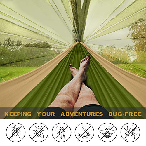 Camping-Hammock-with-NetTravel-Portable-Lightweight-Hammocks-with-Tree-Straps-and-Solid-D-Shape-CarabinersParachute-Nylon-Hammock-for-Outsides-Backpacking-Beach-Backyard-Patio-Hiking