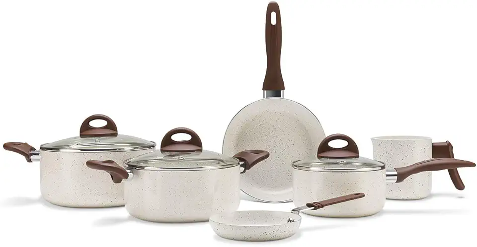 Brinox - Jogo de Panelas Antiaderente Ceramic Life 6 Peças Smart Plus - Vanilla