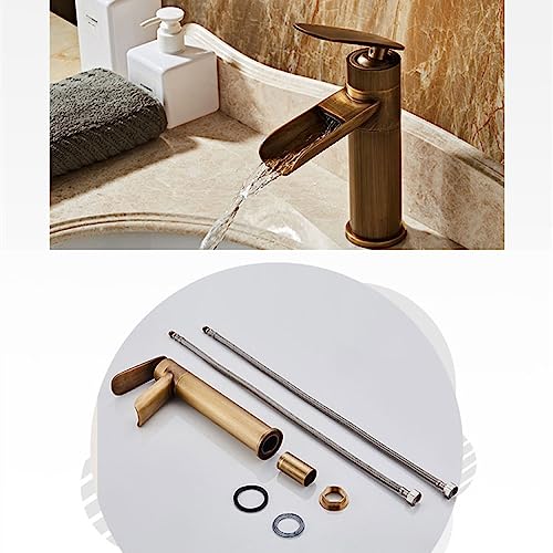 Robinet de lavabo antique en laiton résistant au calcaire avec levier or noir - 5