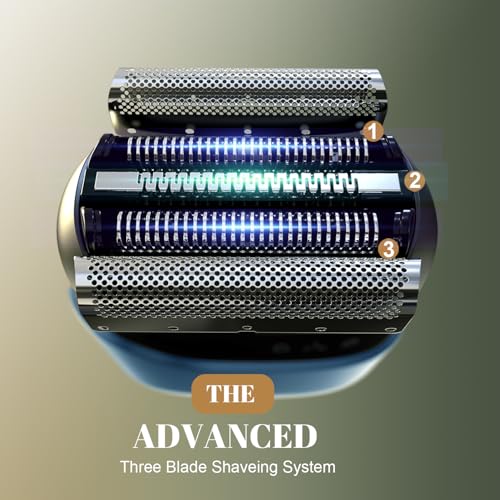 Image of Tulzim Electric Foil Shaver for Men: Cordless Electric Razor for Face & Beard - 3 Floating Blades, 100-Min Runtime, USB-C Fast Charge, IPX7 Waterproof for Travel,Matte Blue