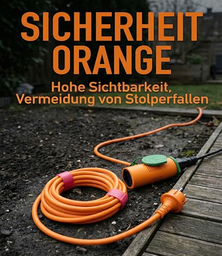 Rallonge extérieure 5m XINWANG orange IP44 à 2 prises Schuko - 7