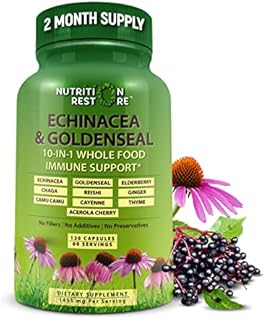 Echinacea Goldenseal Capsules - 10 in 1 Immune Support Supplement - 1455mg - Vegan Echinacea Capsules Supplement Made With Organic Whole Foods - Herbal Immune System Support - 2 Month Supply