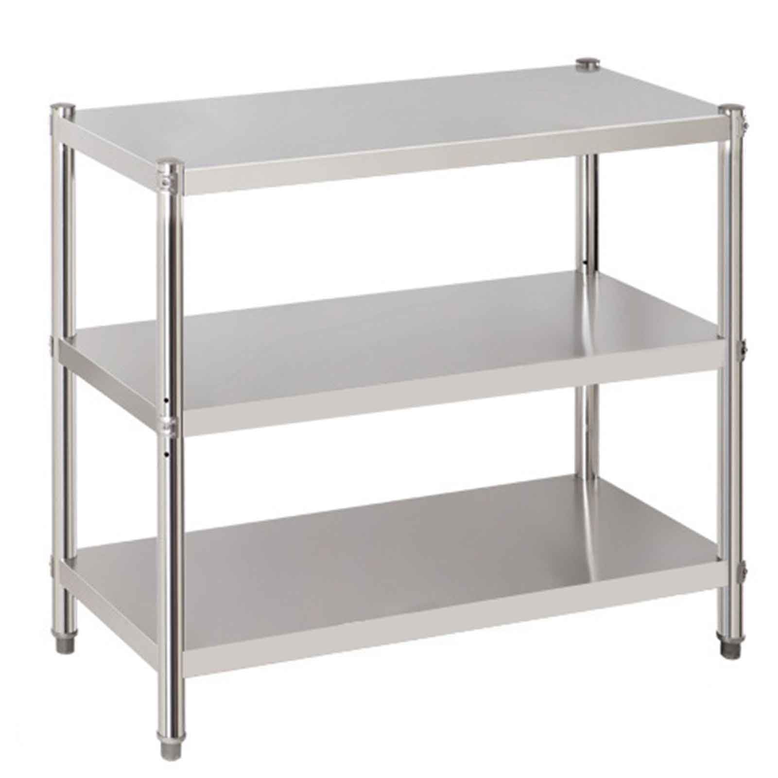 Scaffale regolabile a 3 ripiani in acciaio inox 304 – Scaffale da cucina commerciale (70 x 30 x 80 cm) per ristoranti e soluzioni di archiviazione efficienti