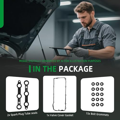 Image of Valve Cover Gasket Set VS50631R for BMW M54 2002-2006, for E36 E39 E46 E53 E60 E83 E85 320i 325i 325xi 330i 525i 530i X3 X5 Z3 Z4, Replace 11121437395 11120030496 11129070990, 18 PCS