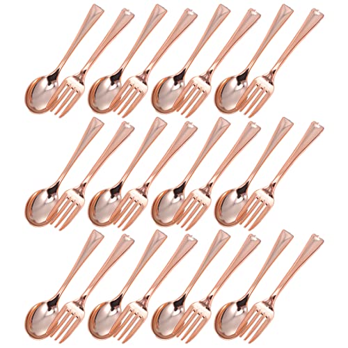 Hemoton 1set Disposable Mini Forks and Spoons Dessert Utensils for Tasting Appetizers Cakes and Fruits Elegant One Design Easy to Clean Lightweight Portable