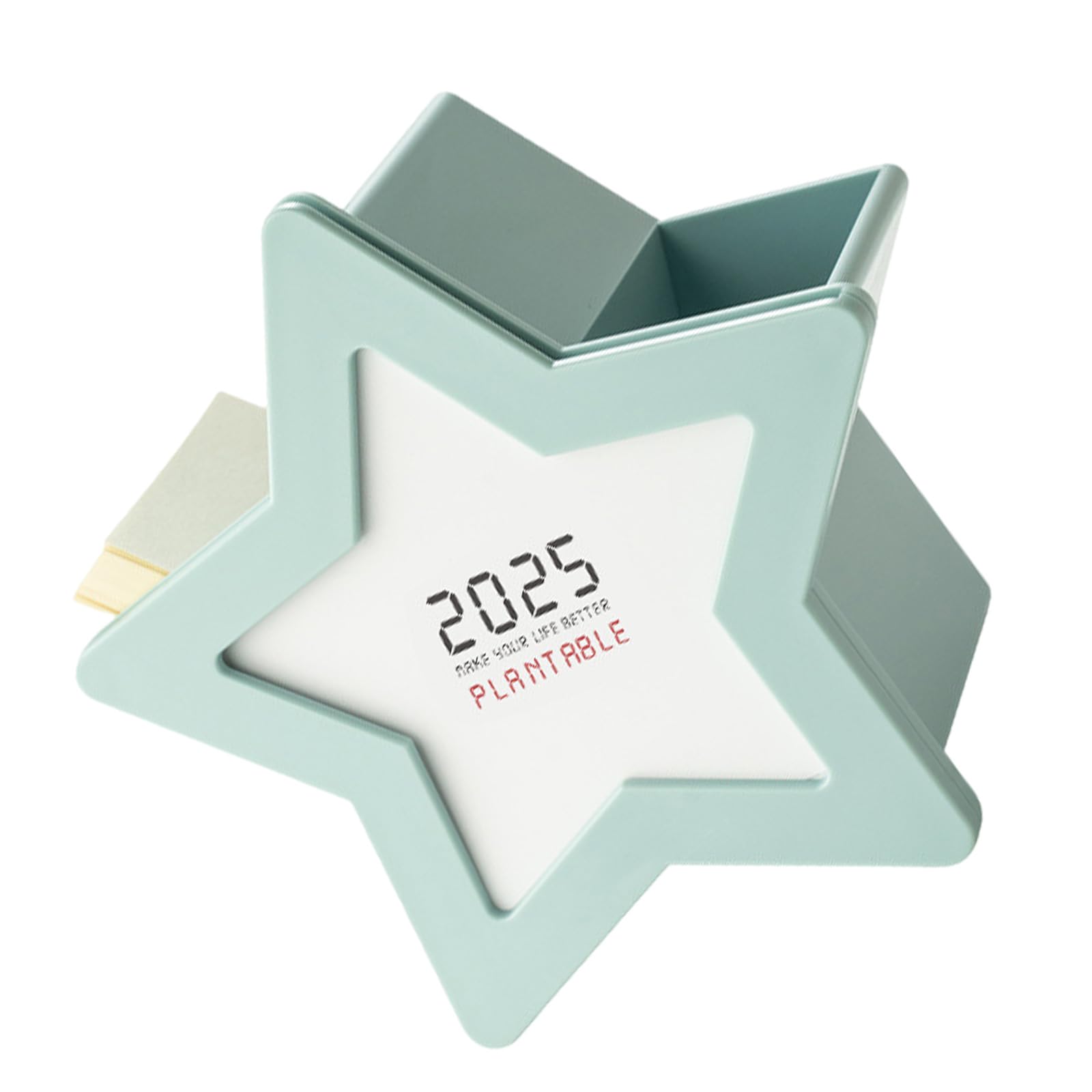 Hsioluted Multifunctional Desk Organizers with Calendar Star Shaped Pencil Holder Space Saving Tabletop Pen Organizers for Supplies