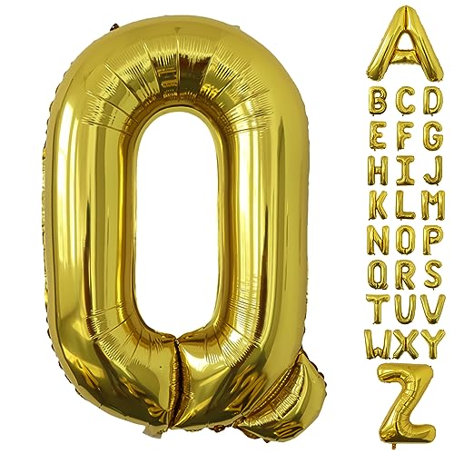 Image of Letter Balloons Gold Party Balloon - 40 Inch Large Gold Letter Q Balloon, Letter Balloon Birthday Decorations, Balloon for Women Men Anniversary Party Decorations Supplies