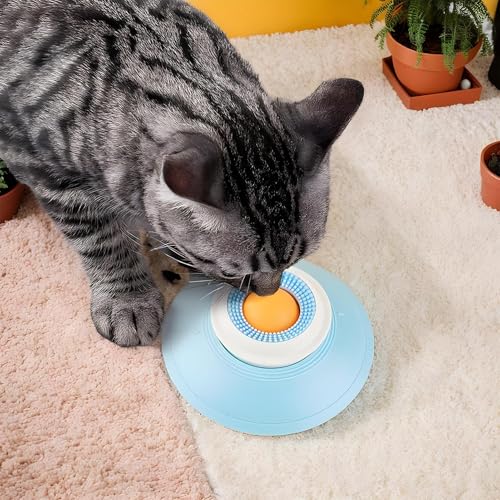 Hunde Leckmatte mit Saugnapf & Drehkugel – Spielzeug zur langsamen Fütterung gegen Langeweile für kleine bis große Hunde