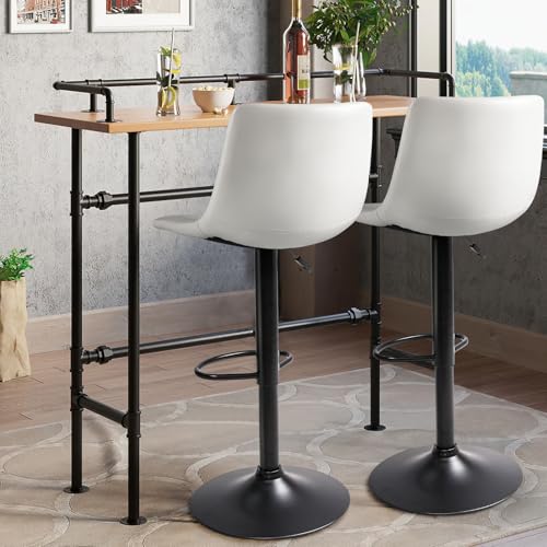 Image of Waleaf Adjustable Bar Stools Set of 4, Modern Faux Leather Swivel Barstools