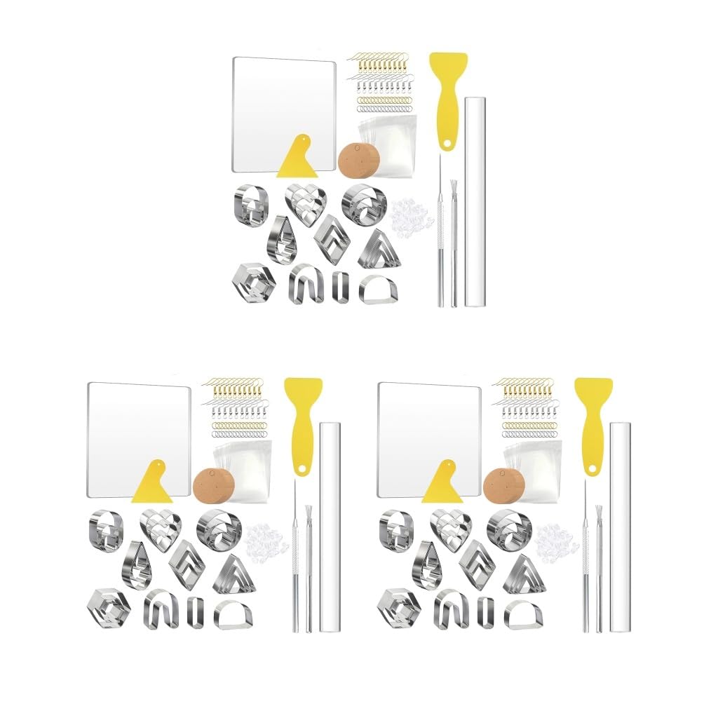 Lot de 3 emporte-pièces en argile polymère pour boucles d'oreilles en argile, outils de cuisine, 130 pièces