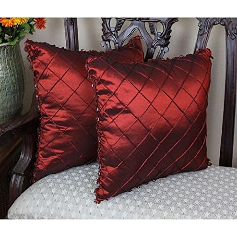 Blazing Needles Beaded Satin Sheen Throw Pillow 2 Count Cover