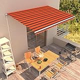 Gelenkarmmarkise,Sonnenschutzeinziehbare Markise Handbetrieben 450 X 300 cm Orange Und Braunideal FüR Den Einsatz Im Freien, FüR TüRöFfnungen, Terrassen, Balkone Und Fenster