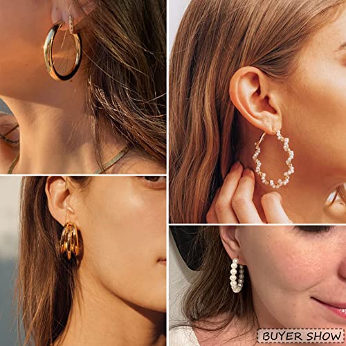 image for FAXHION 36 Pairs Gold Earrings Set for Women Girls, Fashion Pearl Chai