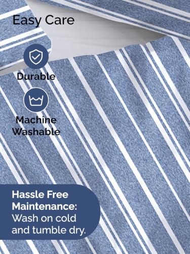Image of Duvet Cover King Size - 3 Piece Set with Zipper Closure - Blue Stripes | Extra Soft King Duvet Cover 104 inch x 90 inch with 2 Pillow Shams, Hotel Luxury w / Zipper Closures & Ties, Comfy & Breathable, Comfy