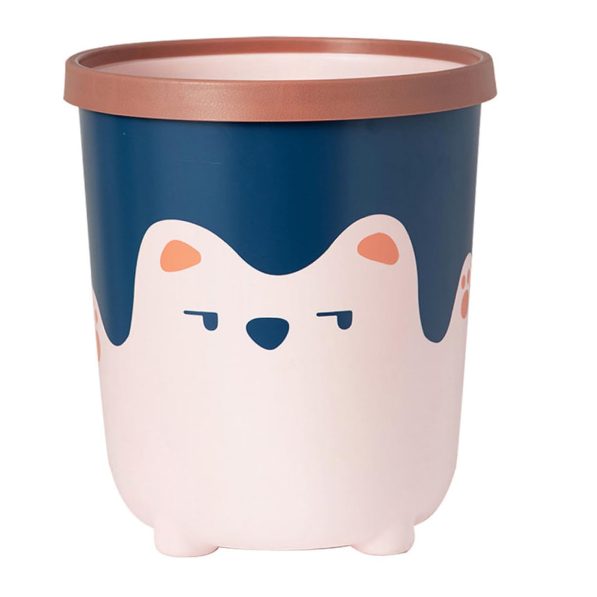 OUNONA Cute Cartoon Bear Waste Basket for Bedroom Living Room Kitchen Bathroom Small Trash Can