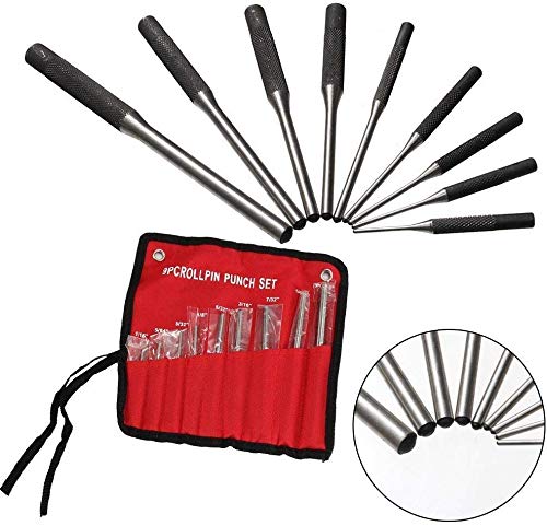 INSO 9 Pieces Roll Pin Punch Set, Gunsmithing Kit Removing Repair Tool with Holder for Automotive, Watch Repair, Jewelry and Craft