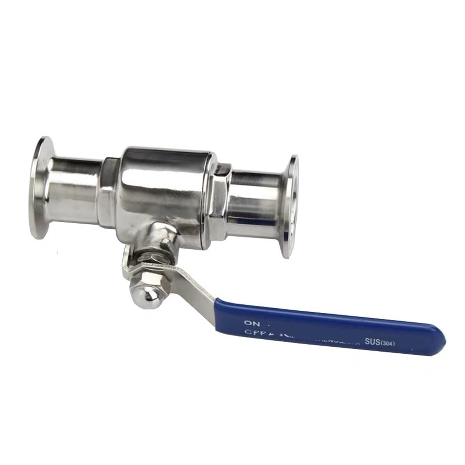 Válvula de bola de acero inoxidable 304 de 57mm tipo virola con tres abrazaderas para fluidos
