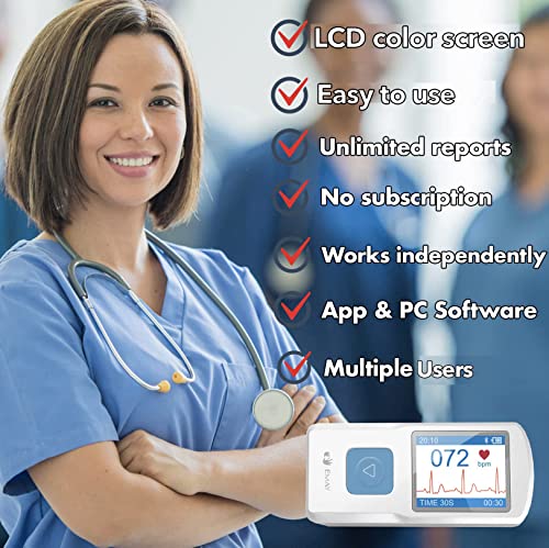 emay portable ecg monitor  record ecg and heart rate  compatible with smartphone and pc