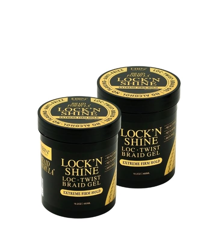 EBIN NEW YORK Loc And Twist Gel - 2x BRAID FORMULA LOCK’N SHINE Bundle - Extreme Hold Gel for Braids, Locs, and Twists with Moisture Retention and High Shine, Alcohol - Gift Set (2 Items)