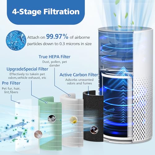 2 Pack True HEPA Filter, 4 in 1 Pet Replacement Filter, 360 4-Stage Filtration, Compatible With Afloia KILO, KILOPLUS, KILOPRO, MIRO, MIRO PRO, MORENTO MR-Kilo, Kalo Air Purifier, Green