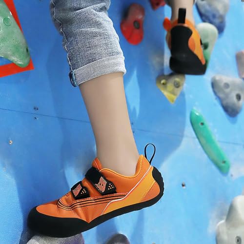 Climbing Shoes Mens Light Anti-Slip Indoor Outdoor Rock Climbing Sneaker for Beginners Professional Climbers (Orange, Adult, Men, 9.5, Numeric, US Footwear Size System, Medium)2