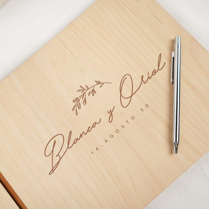 Libro de Invitados Bodas Personalizado | Libro de visitas Boda de Madera | Álbum de Firmas para Bodas Personalizado | Libro Aniversario Boda | Álbum de Fotos Scrapbook de Madera Daisy