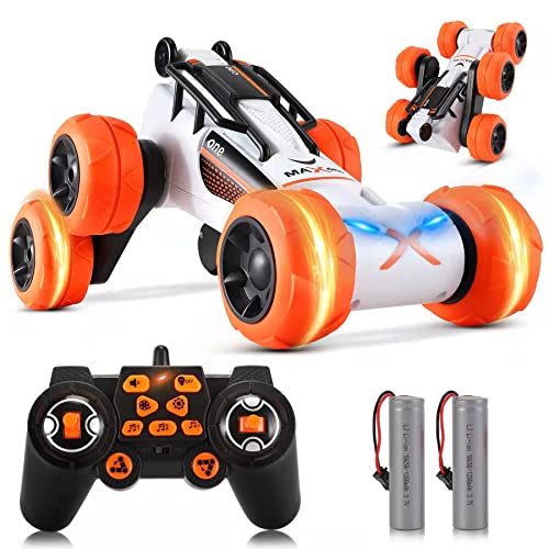 Gemgucar Remote Control Car, Deformable RC Cars Six-Wheel 2.4GHz Fast Stunt RC Car,Rotating RC Trucks with Lights, Off Road RC Crawler with 2 Rechargeable Battery Toy Cars for Kids Boys Girls