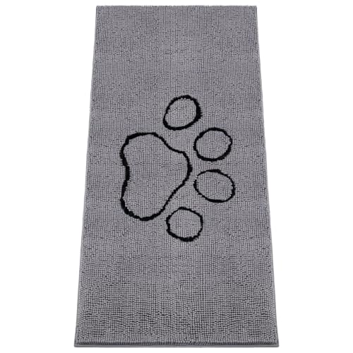 Image of Absorbent Dog Door Mat for Muddy Paws, 6' x 3' Non Slip Chenille Mat