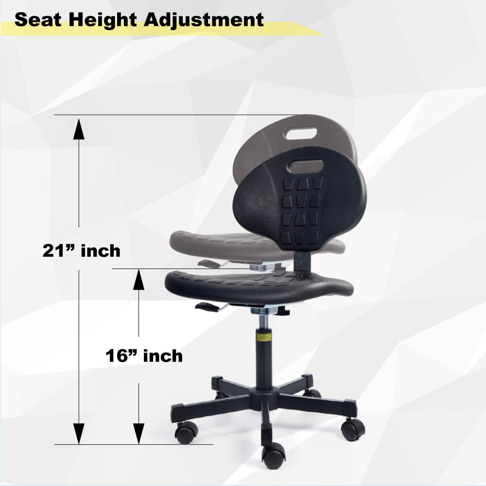 Ergonomischer hocker höhenverstellbar werkstatthocker mit Rollen arbeitsstuhl rollsitz Polyurethan-Stuhl mit robuster Stahlbasis 40 cm ~ 53 cm