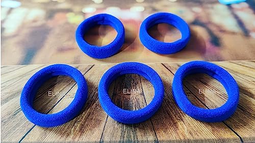 Image of Elina 100 Blue Elastic Ponytail Holder Hair Rubber Ties Head Bands Soft Cotton Thick Thin Hair Wear for School Girls, Kids, Women Accessories (Pack of 100)(Blue)
