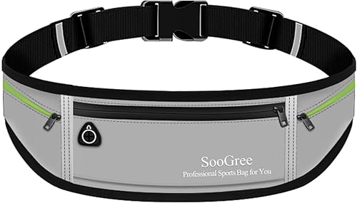 Miniatura 10 de Cangurera deportiva delgada para correr para mujeres y hombres, riñonera reflectante al aire libre, cinturón de corredor, cremallera impermeable