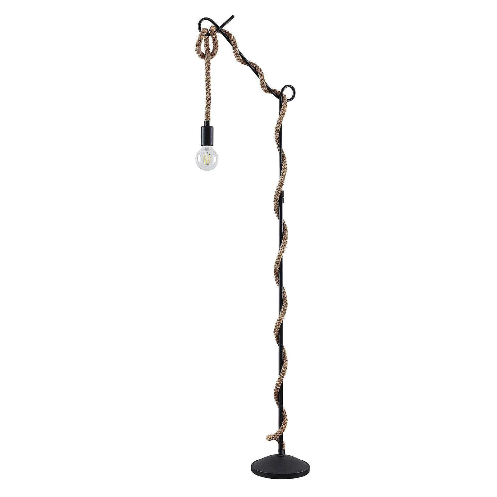 Lucande Floor Lamp Ropina (Vintage, Antique) in Black Made of Metal for e.g. Living Room & Dining (1 Light Source E27) from Standard