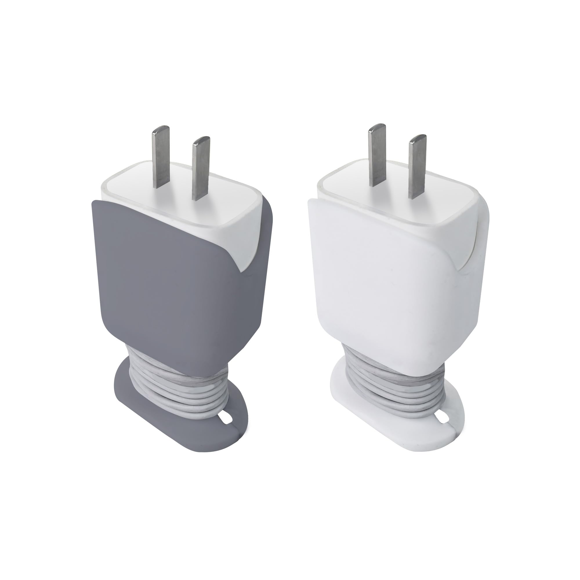 2PK 2 in 1 Silicone Charger Sleeve Protector and Cord Wrap for iPhone Power Adaptor Case, Snap Back Charger Winder Compatible with 18W and 20W Charger - 1.65 x 1.1 inches (Charger Not Included) (2)