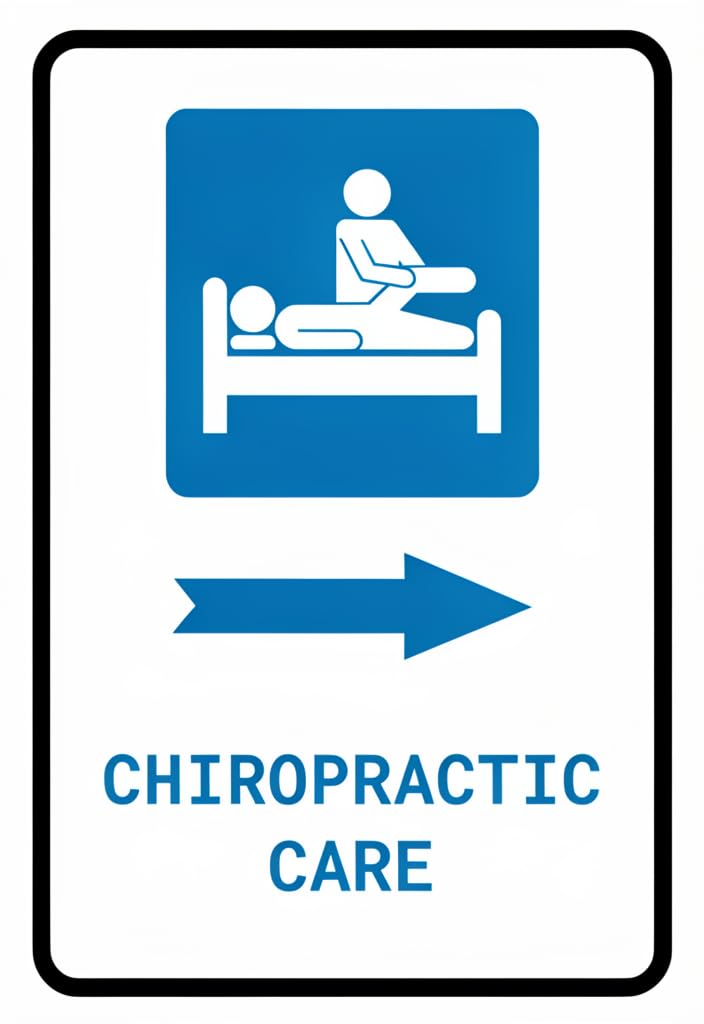 peiyeety Chiropractic Care Directional Tin Sign 12x8 Inch, Blue & White Clinic Wall Decor with Right Arrow, Metal Plaque for Office Lobby, Waiting Room, Reception, Wayfinding Gift