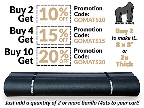 Premium Extra Large Exercise Mat - 8' x 4' x 1/4" Ultra Durable, Non-Slip, Workout Mats for Home Gym Flooring - Jump, Cardio, MMA Mat - Use with or Without Shoes (96" Long x 48" Wide x 6mm Thick)