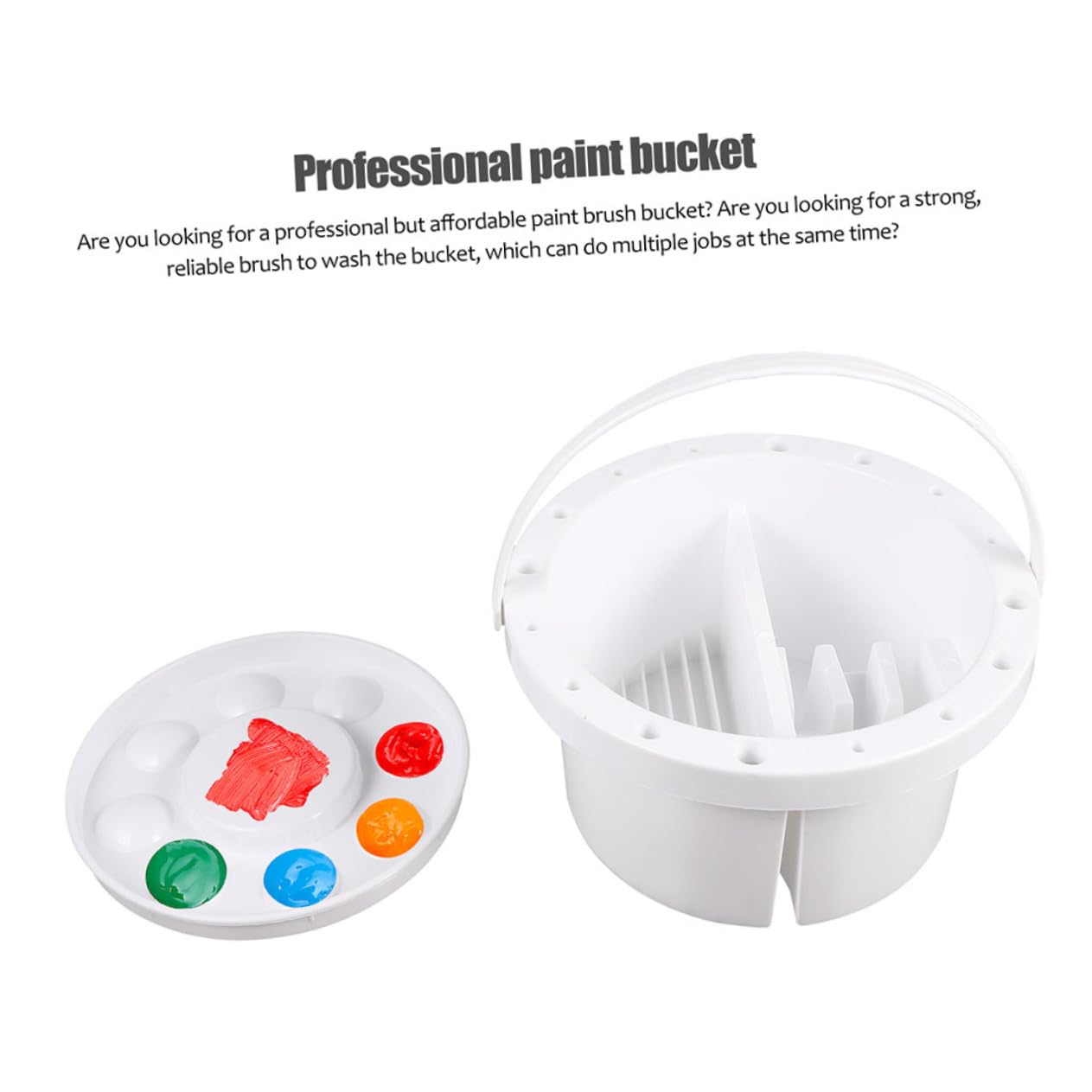 BEBEMOKO 2pcs Pen Cleaning Barrel Paint Brush Washer Compact Lightweight Tub for Artists Crafts Art Classes Easy to Carry with Handle for Home Use