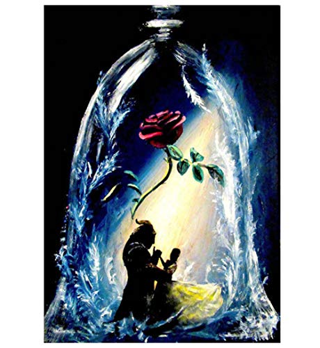 BulundFan Voller Diamanten Stickerei Schönheit und Einhorn Rose DIY 5D Diamant Malerei Disney Handarbeiten Kreuzstich Strass Puzzle @ 40x50cm Cover