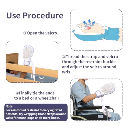 Image of Dementia Restraint Gloves Zipper Opening for Prevent Scratching Harm,Control Mitts for Elderly, Fingers Protection Dementia Products, Breathable,Reusable and Washable - 2Pcs