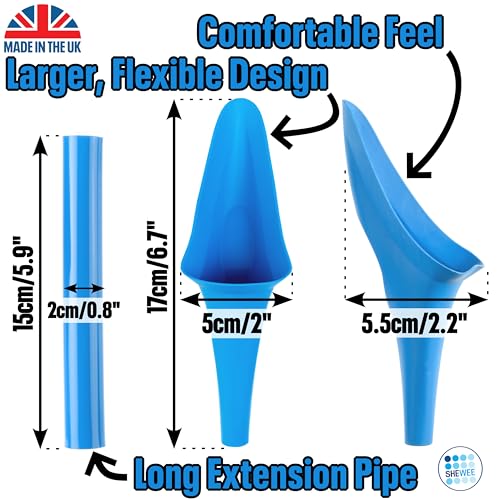 SHEWEE Flexi – The Original Female Urinal – Made in The UK – Reusable, Flexible & Portable Urination Device. Festival, Camping, Car, Hiking Essentials for Women. Stand to Pee Funnel – Blue - Thumbnail 6