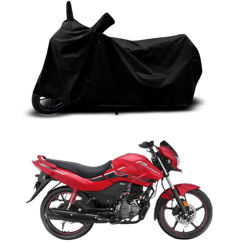 Image of 100% Scratchproof /UV-Rays /Heat Protection /Birds Dropping /Water Resistant /Dust Proof /Waterproof /Bike Scooty Two Wheeler Body Cover Compatible for Passion Pro XTec Disc All Varient[Black]
