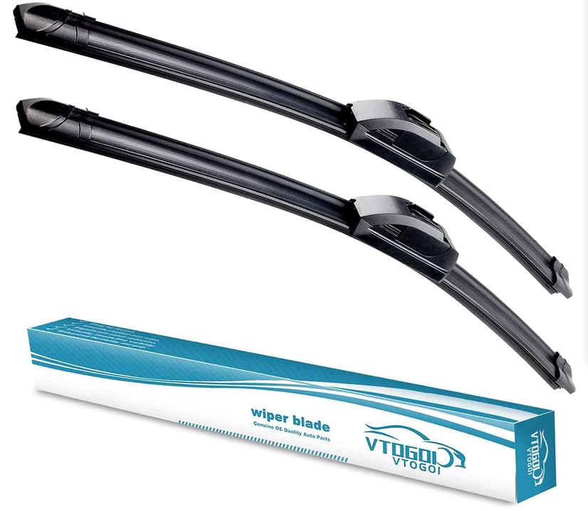 VTOGOI OEM Quality 21+21 Windshield Wiper Blades Premium All-Seasons J-Hook Replacement Wiper Blades (2 Pack)