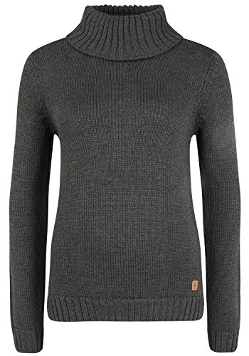 OXMO OXPIA Damen Rollkragenpullover Pullover mit Rollkragen Reißverschluss Baumwollmischung Regular fit, Größe:M, Farbe:DAR Grey M (798288)