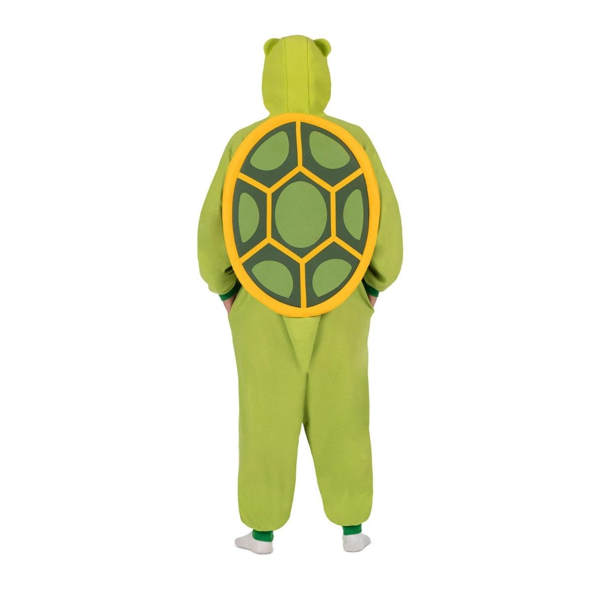My Other Me - Disfraz Pijama Tortuga Adulto unisex. Incluye kigurumi verde y amarillo con cierre de botones frontales, capucha, bolsillos, caparazón acolchado y cola.