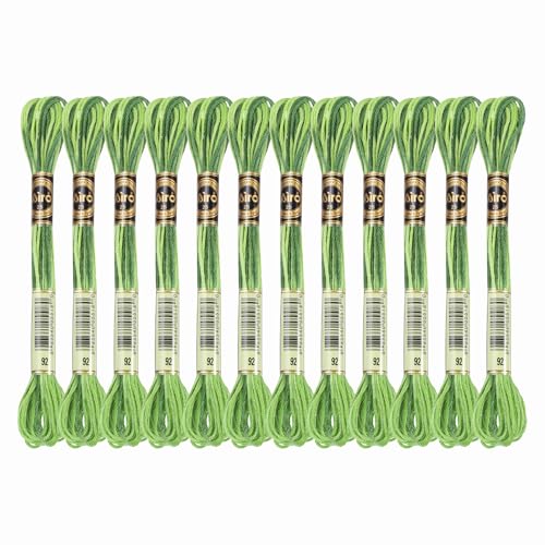 Image of PATIKIL 12 Skeins Embroidery Floss, Polyester Embroidery Threads Bracelets String for Cross-Stitch Hand Embroidery, Green