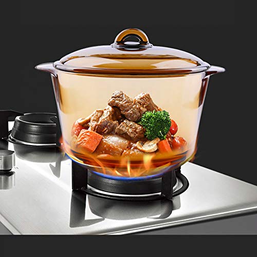 jiChenxiang Amber Tempered Glass Multi Slow Cooker High Temperature Transparent Stew Pot Can Use in Microwave Oven Gas Stove 5L