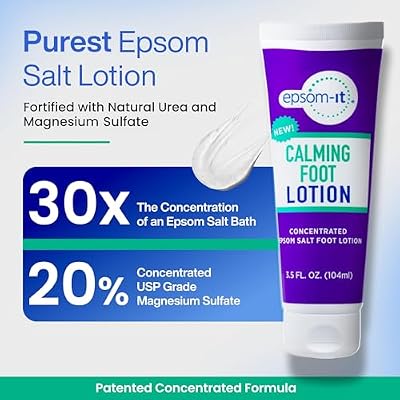 Epsom-It Calming Foot Lotion Set - Topical Magnesium Cream & Rollerball for Feet & Ankles, Epsom Salt Magnesium Sulfate Rub, Soften Tough Skin & Cracked Heels, Stiffness in Legs, Knees and Feet, 3.5oz