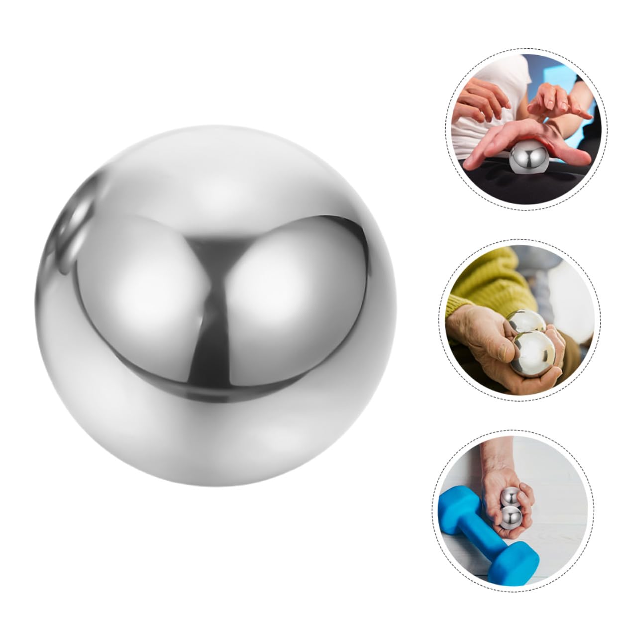 Massageball Satz 1 Paar aus Edelstahl, Silber, für Handübungen