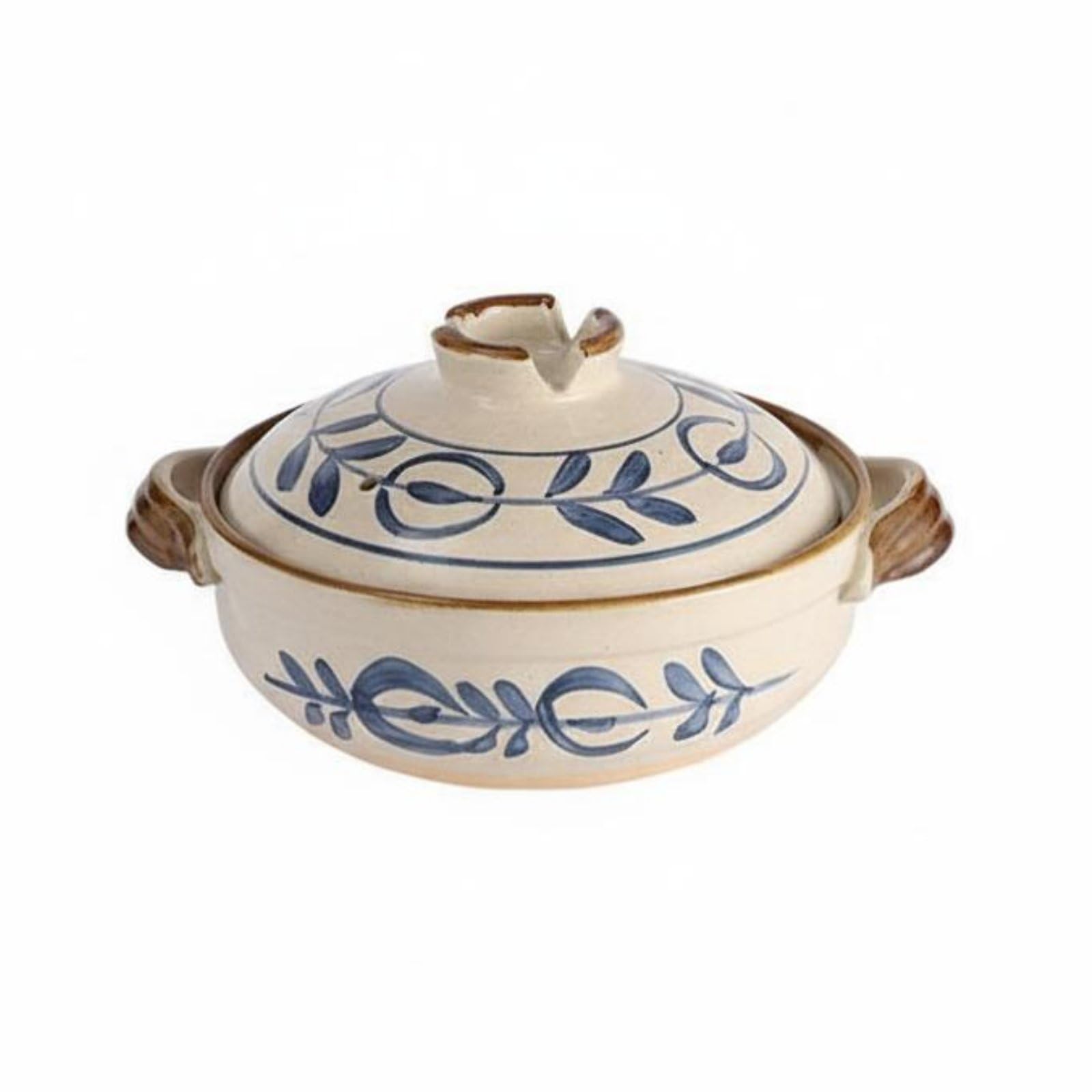 Qianly Pentola in Argilla Stile Giapponese Materiale Naturale Pentola per Zuppa e Stufato Mantiene il Calore Casseruola in Terracotta con Coperchio, 1.2L, Karakusa