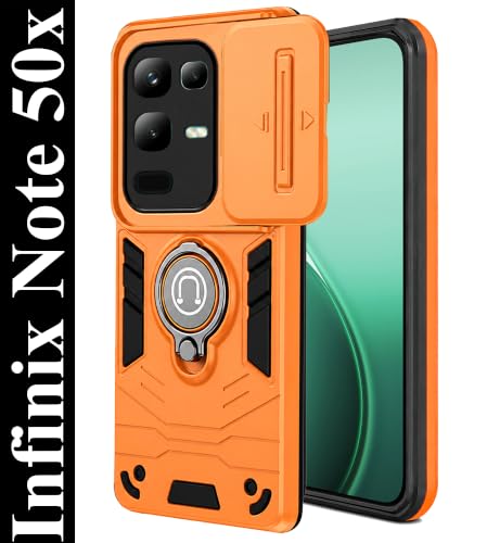 AeoFit Store AeoFit Sliding Camera Case for Infinix Note 50x 5G Orange - Image 3